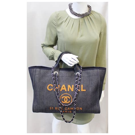 chanel denim deauville bag|Chanel deauville tote large size.